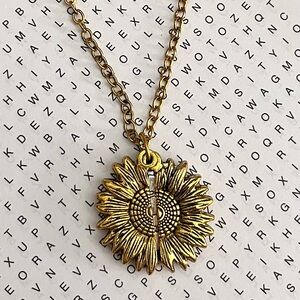 Gold Sunflower Pendant Necklace